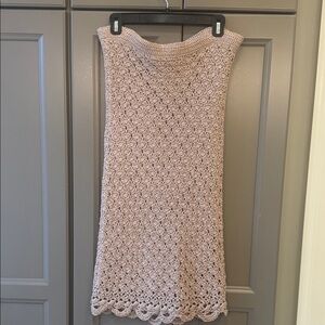 Vintage Crochet Midi Skirt — Beige